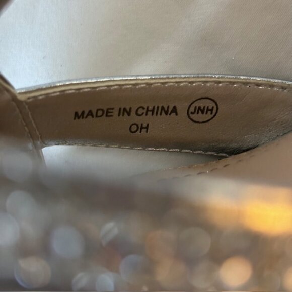 Nina Metallic Silver & Rhinestone High Heel Slingback Sandals Size 9.5M - Picture 13 of 13